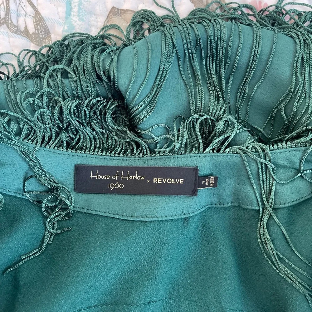 House of Harlow 1960 x Revolve Ramsey Fringe Jacket in Emerald Green - Picture 5 of 8